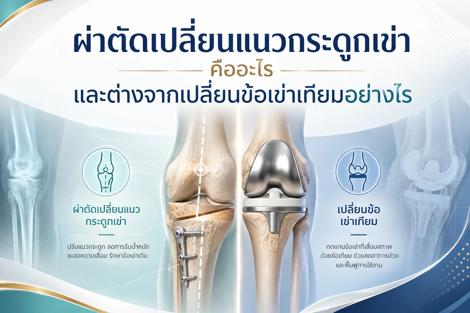 ผ่าตัดเปลี่ยนแนวกระดูกเข่าคืออะไร และต่างจากเปลี่ยนข้อเข่าเทียมอย่างไร