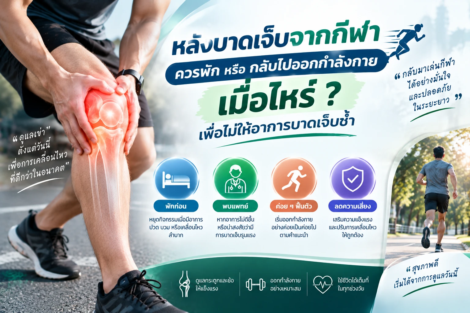 หลังบาดเจ็บจากกีฬา ควรพักหรือกลับไปออกกำลังกายเมื่อไหร่ เพื่อไม่ให้อาการบาดเจ็บซ้ำ